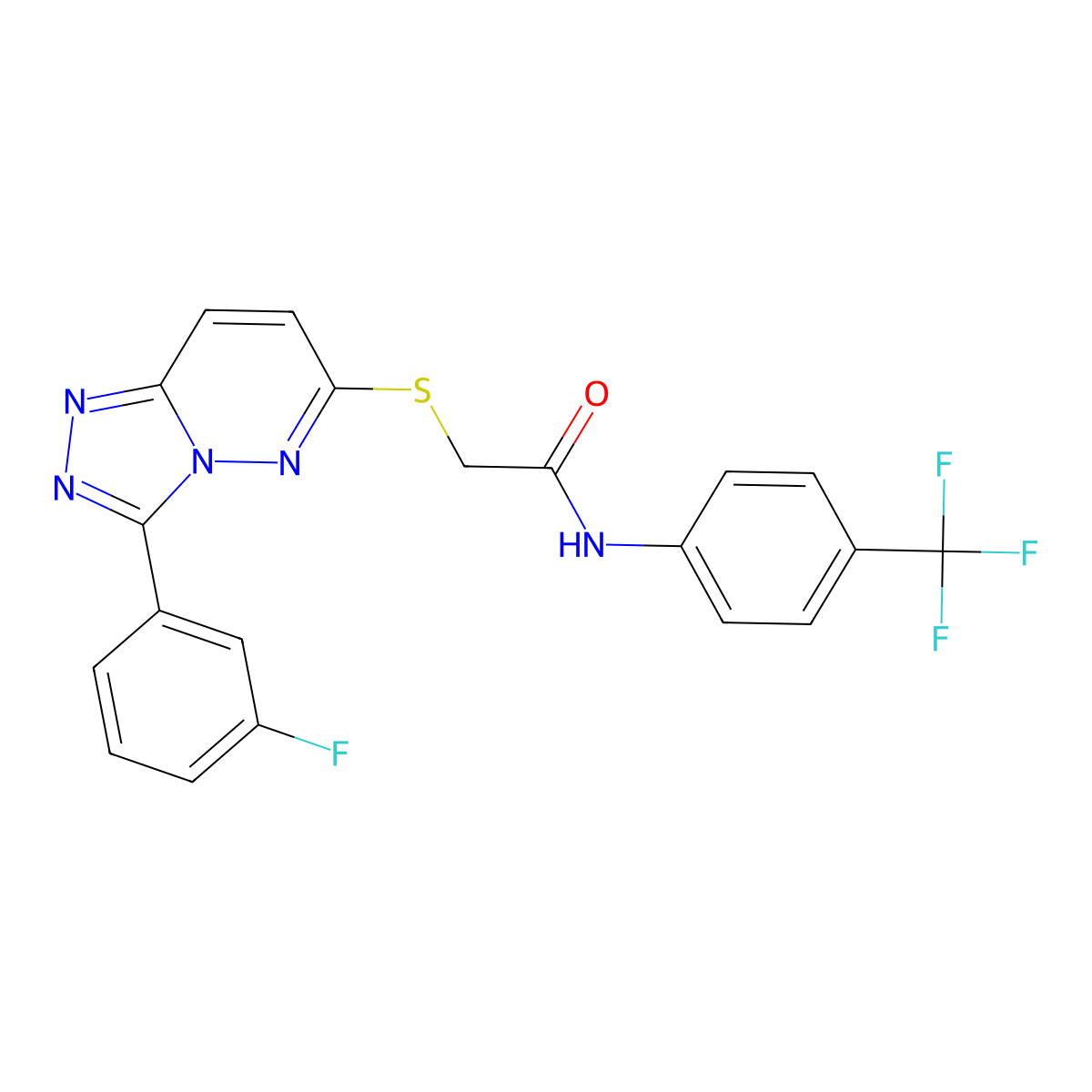2-((3-(3-fluorophenyl)-[1,2,4]triazolo[4,3-b]pyridazin-6-yl)thio)-N-(4-(trifluoromethyl)phenyl)acetamide molecular structure, CAS 852374-83-5