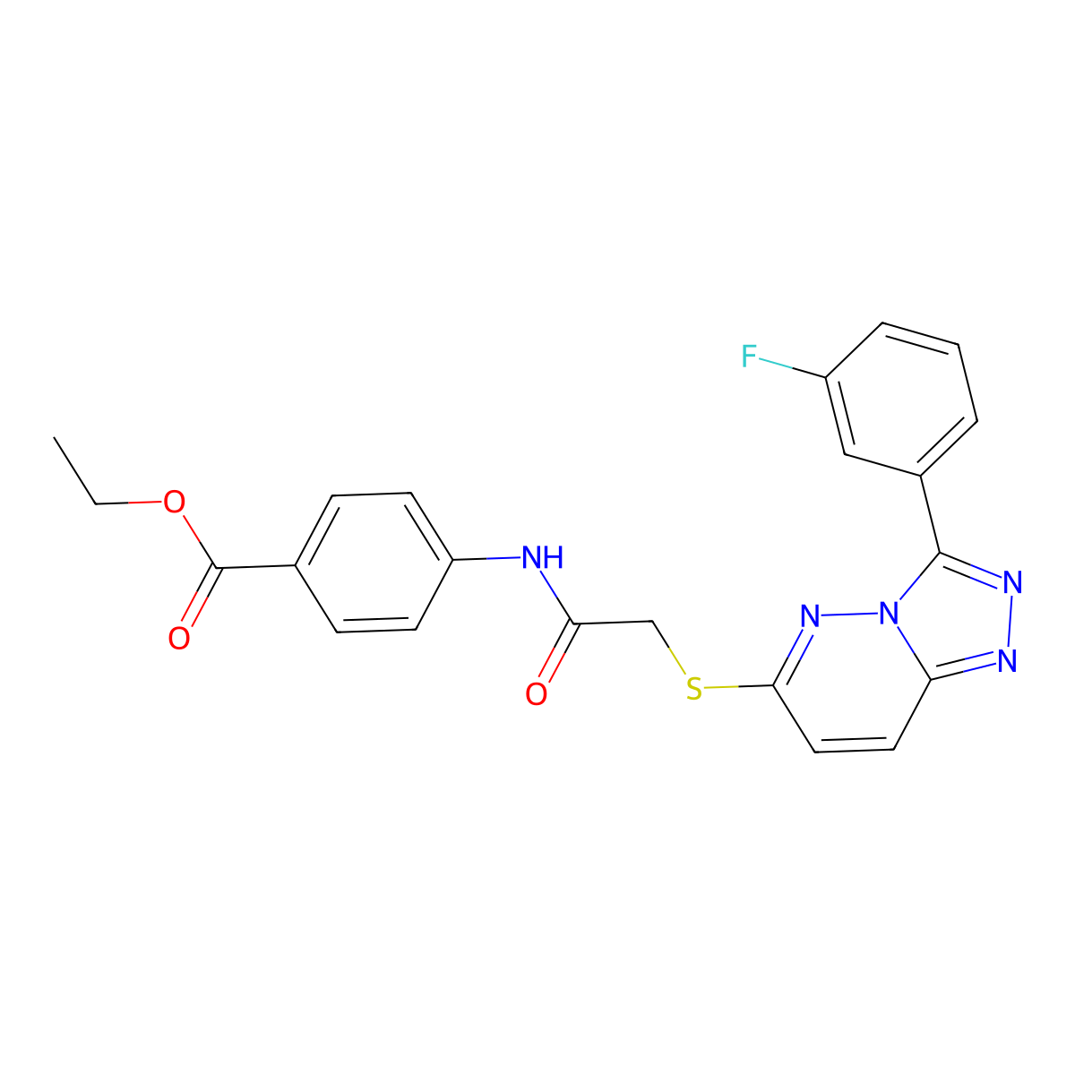 Ethyl 4-(2-((3-(3-fluorophenyl)-[1,2,4]triazolo[4,3-b]pyridazin-6-yl)thio)acetamido)benzoate molecular structure, CAS 852374-85-7