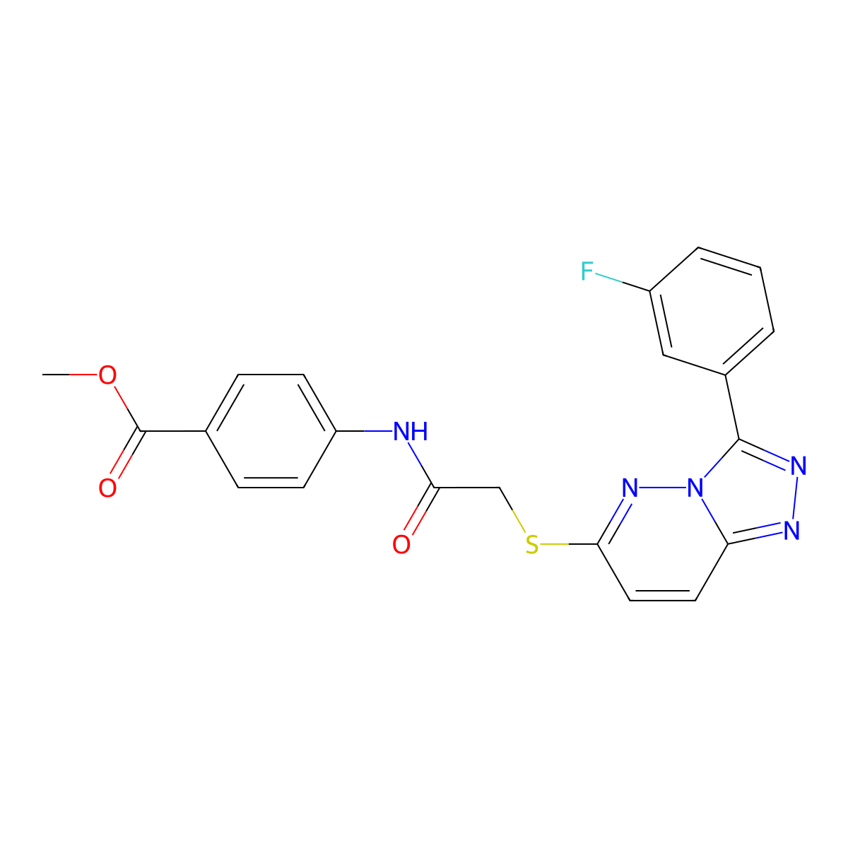 Methyl 4-(2-((3-(3-fluorophenyl)-[1,2,4]triazolo[4,3-b]pyridazin-6-yl)thio)acetamido)benzoate molecular structure, CAS 852374-86-8