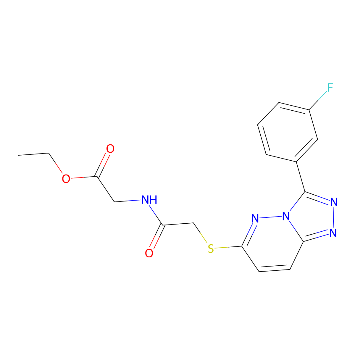 Ethyl 2-(2-((3-(3-fluorophenyl)-[1,2,4]triazolo[4,3-b]pyridazin-6-yl)thio)acetamido)acetate molecular structure, CAS 852374-92-6