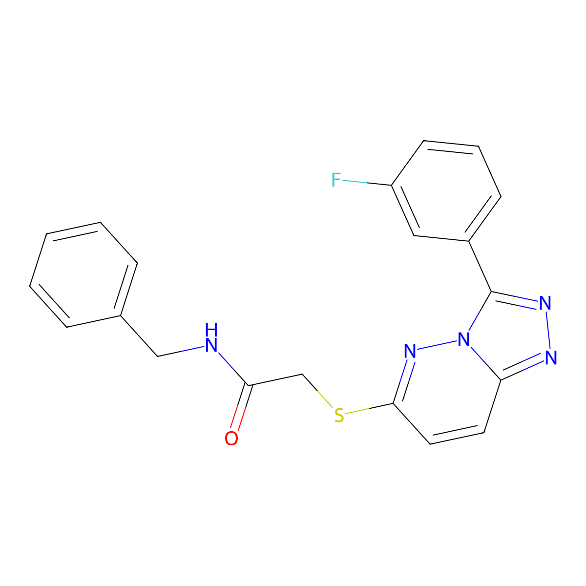 N-benzyl-2-((3-(3-fluorophenyl)-[1,2,4]triazolo[4,3-b]pyridazin-6-yl)thio)acetamide molecular structure, CAS 852374-93-7