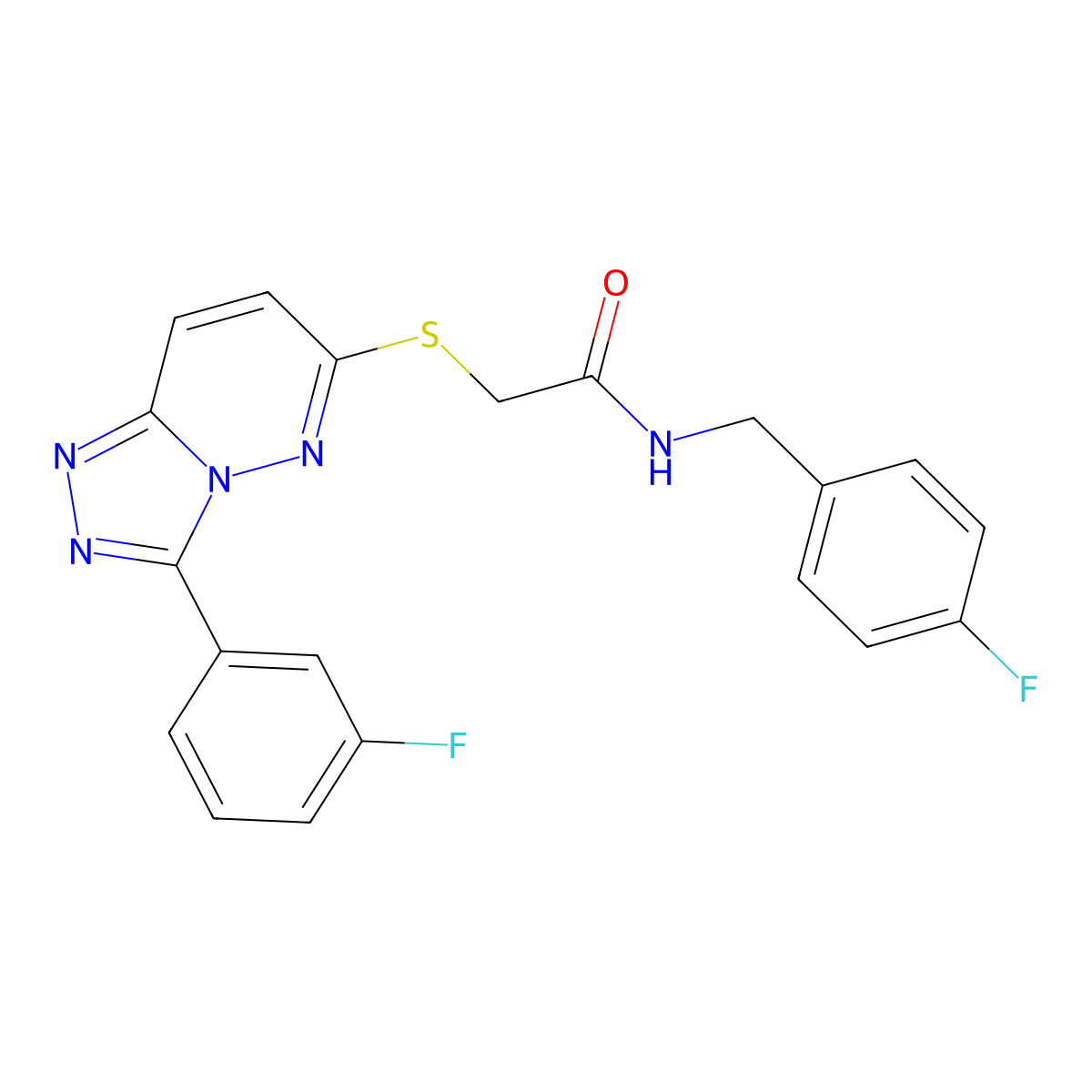 N-(4-fluorobenzyl)-2-((3-(3-fluorophenyl)-[1,2,4]triazolo[4,3-b]pyridazin-6-yl)thio)acetamide molecular structure, CAS 852374-94-8