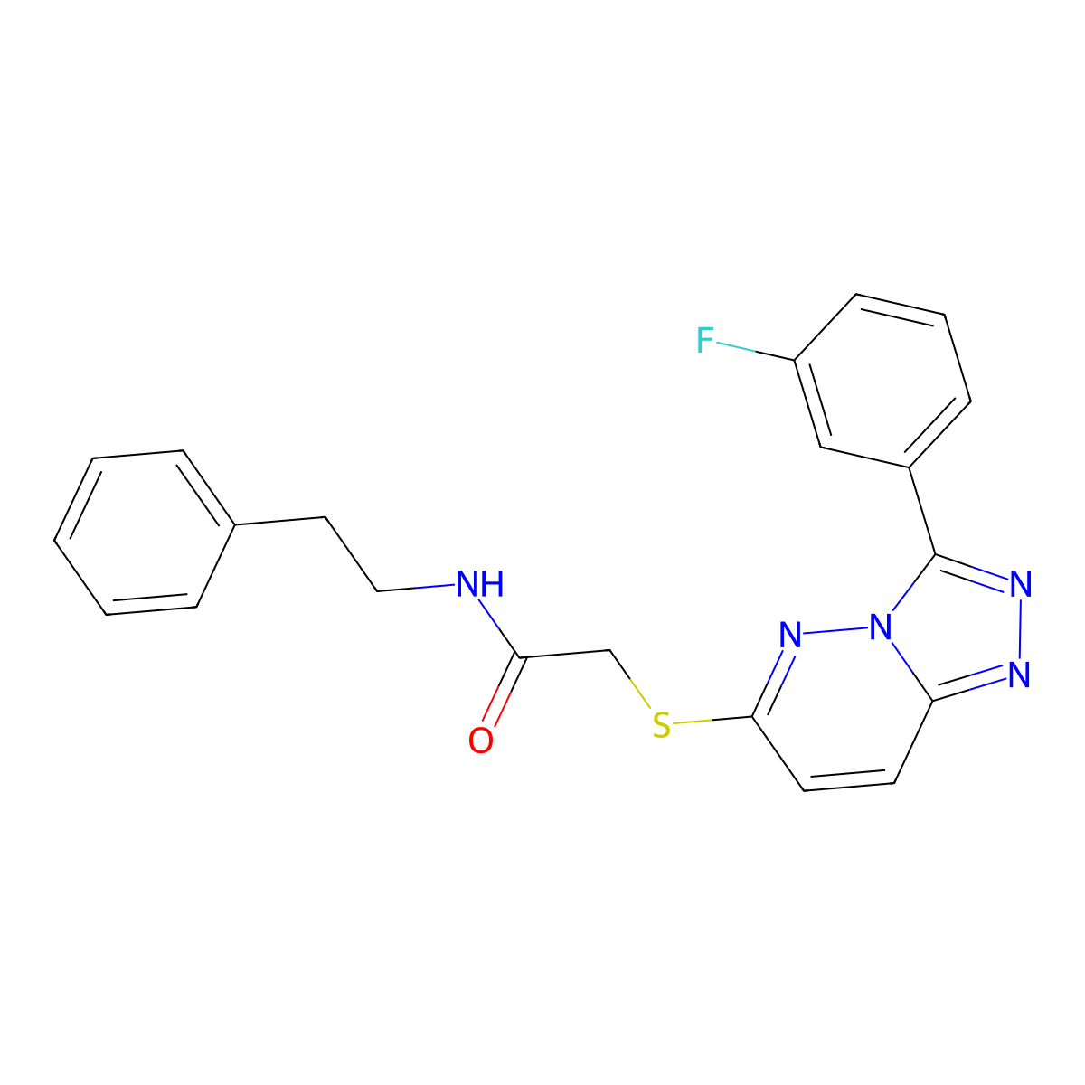 2-((3-(3-fluorophenyl)-[1,2,4]triazolo[4,3-b]pyridazin-6-yl)thio)-N-phenethylacetamide molecular structure, CAS 852374-99-3