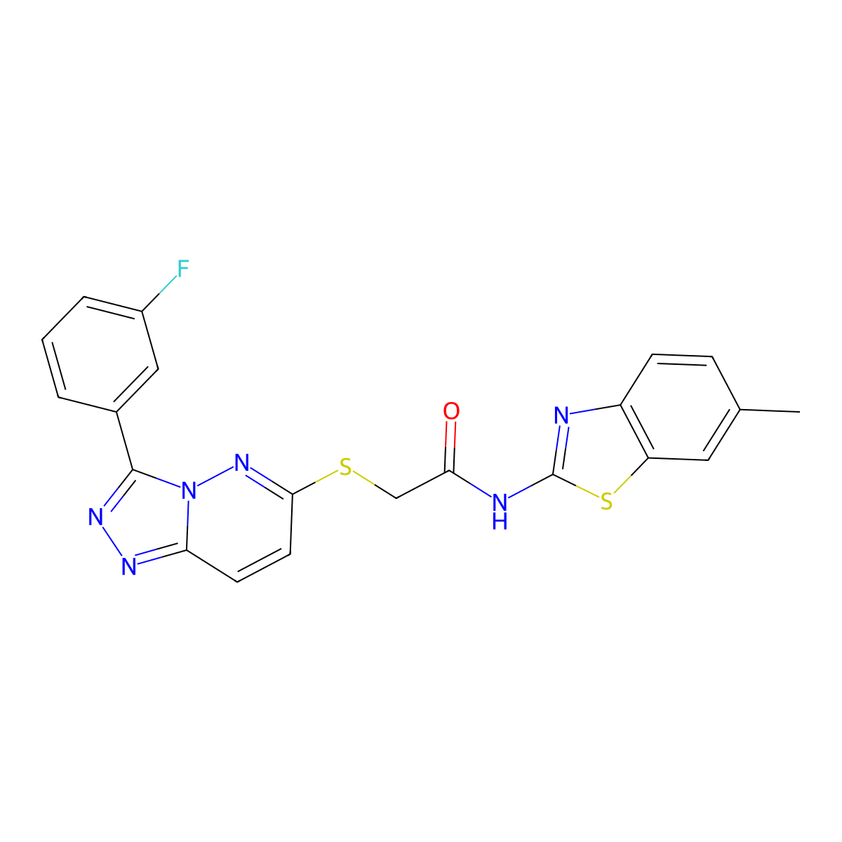 2-((3-(3-fluorophenyl)-[1,2,4]triazolo[4,3-b]pyridazin-6-yl)thio)-N-(6-methylbenzo[d]thiazol-2-yl)acetamide molecular structure, CAS 852375-02-1