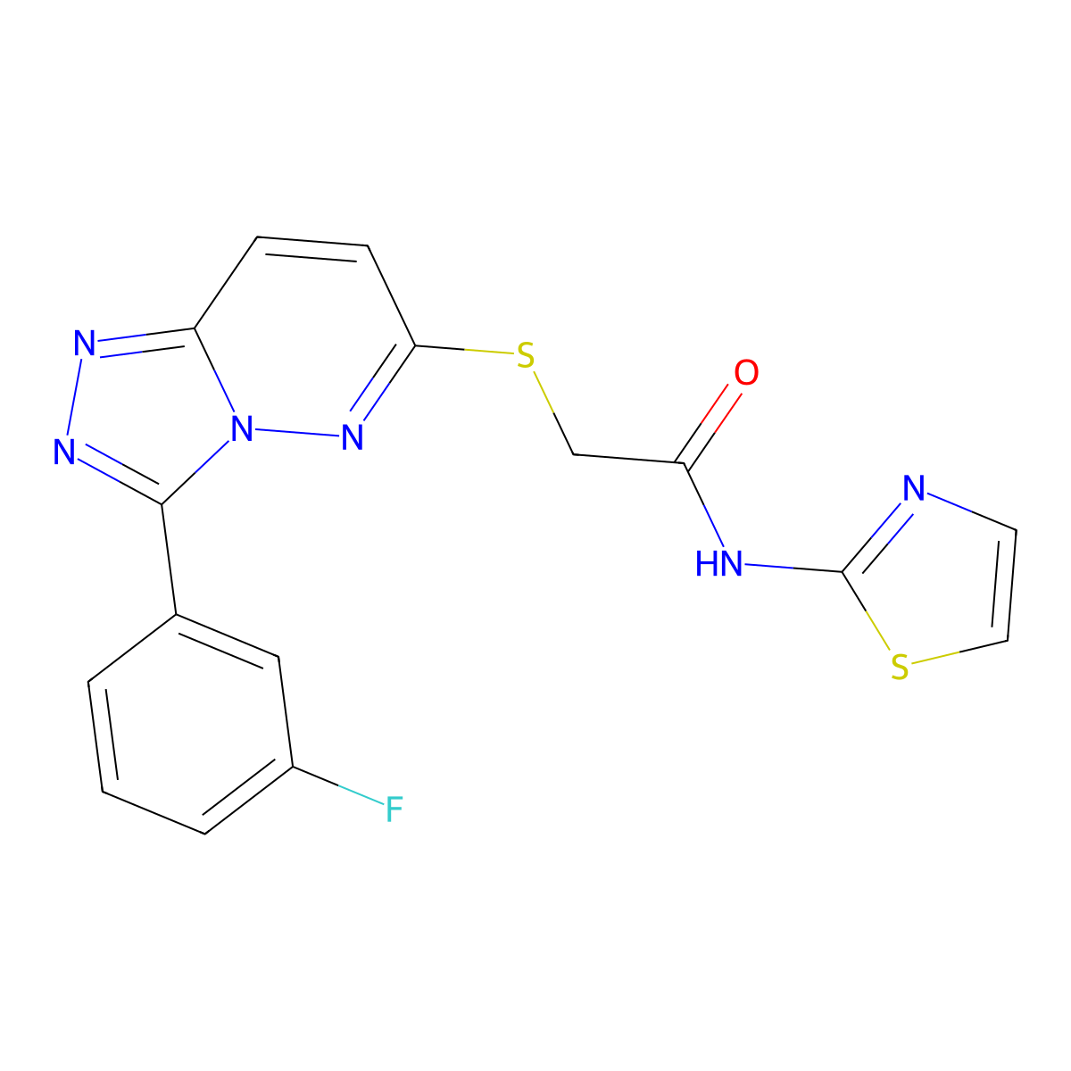 2-((3-(3-fluorophenyl)-[1,2,4]triazolo[4,3-b]pyridazin-6-yl)thio)-N-(thiazol-2-yl)acetamide molecular structure, CAS 852375-03-2