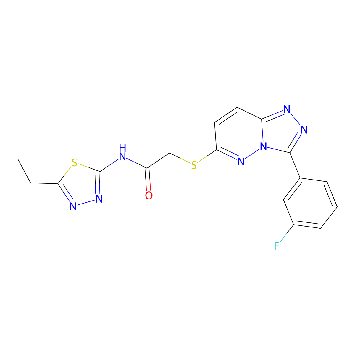 N-(5-ethyl-1,3,4-thiadiazol-2-yl)-2-((3-(3-fluorophenyl)-[1,2,4]triazolo[4,3-b]pyridazin-6-yl)thio)acetamide molecular structure, CAS 852375-06-5