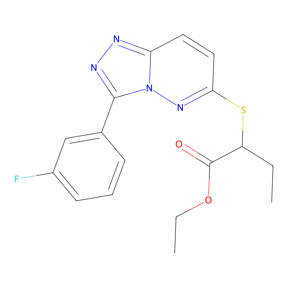 Ethyl 2-((3-(3-fluorophenyl)-[1,2,4]triazolo[4,3-b]pyridazin-6-yl)thio)butanoate molecular structure, CAS 852375-20-3