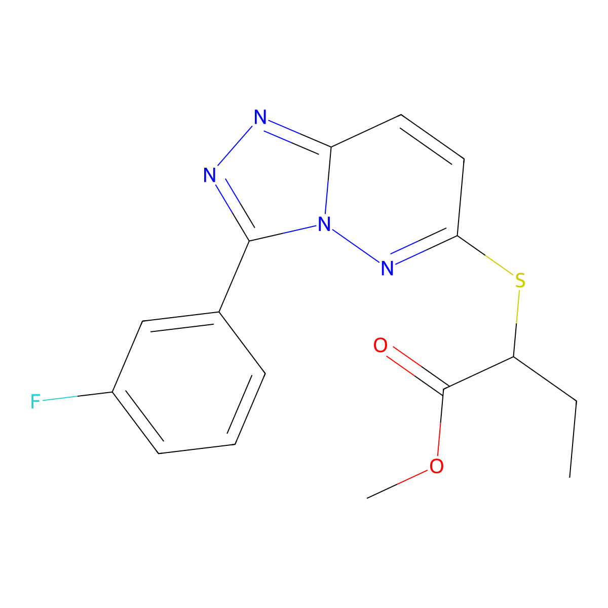 Methyl 2-((3-(3-fluorophenyl)-[1,2,4]triazolo[4,3-b]pyridazin-6-yl)thio)butanoate molecular structure, CAS 852375-21-4