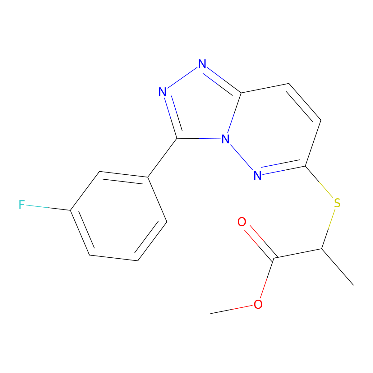 Methyl 2-((3-(3-fluorophenyl)-[1,2,4]triazolo[4,3-b]pyridazin-6-yl)thio)propanoate molecular structure, CAS 852375-22-5