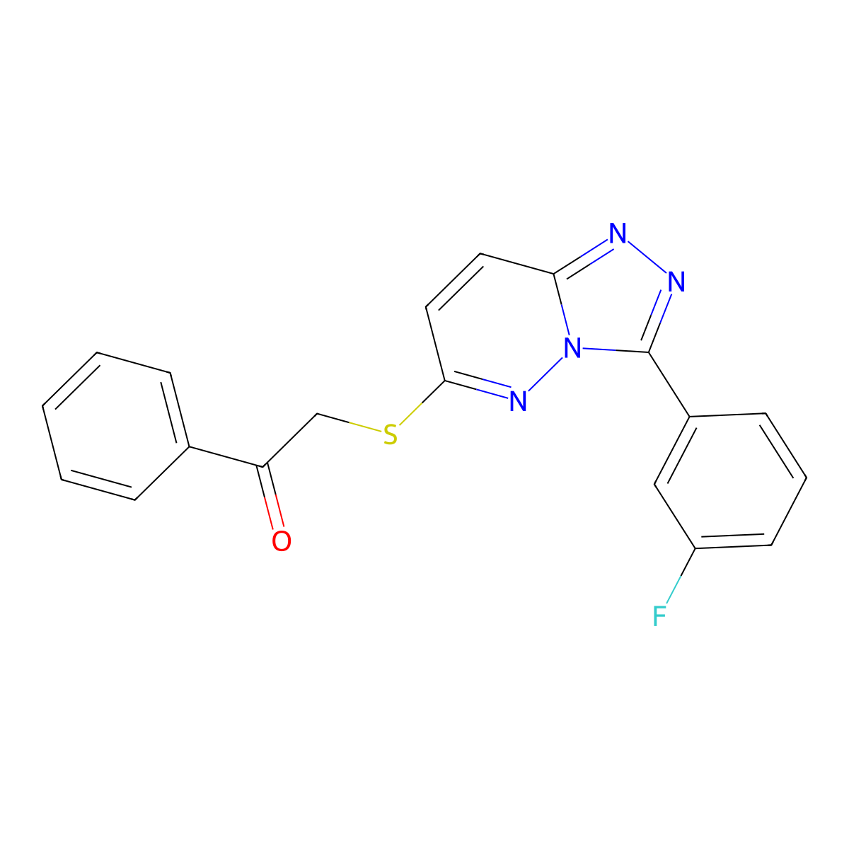 2-((3-(3-Fluorophenyl)-[1,2,4]triazolo[4,3-b]pyridazin-6-yl)thio)-1-phenylethanone molecular structure, CAS 852375-23-6