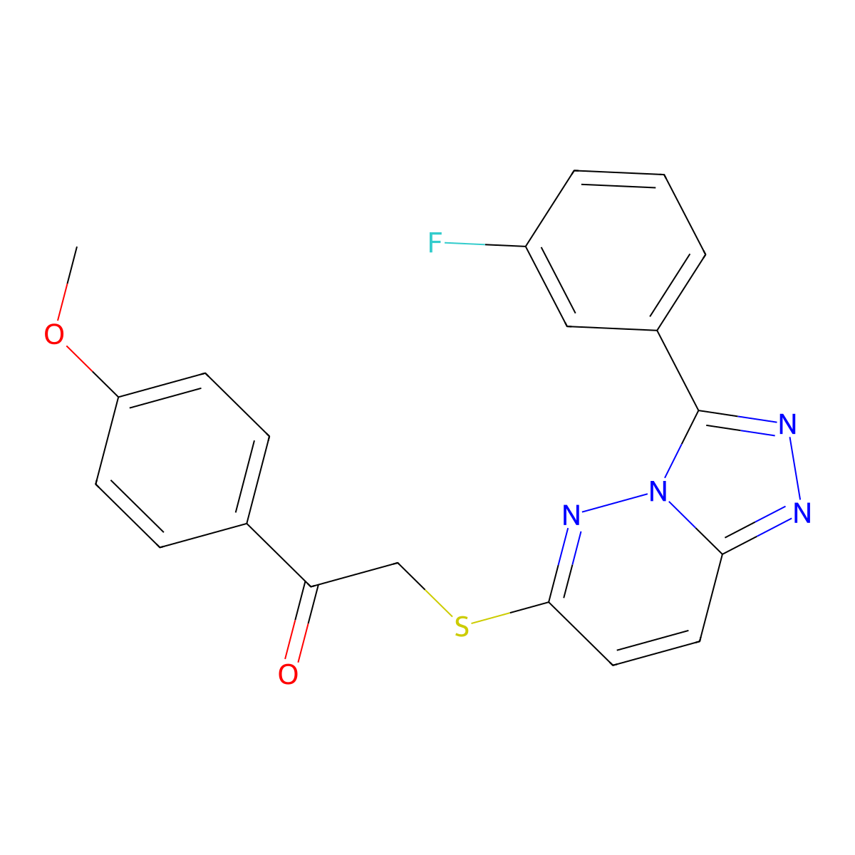 2-[[3-(3-Fluorophenyl)-[1,2,4]triazolo[4,3-b]pyridazin-6-yl]sulfanyl]-1-(4-methoxyphenyl)ethanone molecular structure, CAS 852375-25-8