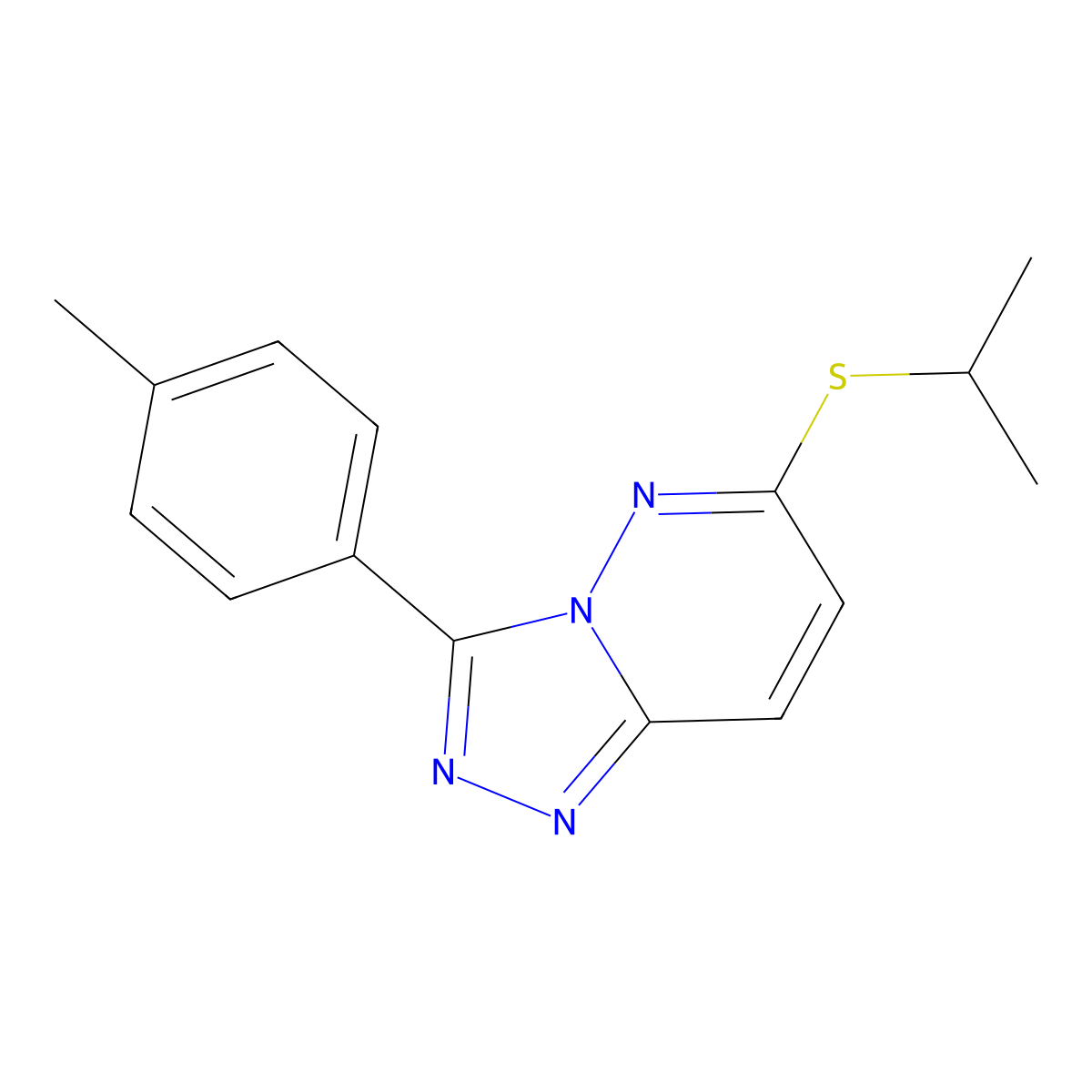 6-(Isopropylthio)-3-(p-tolyl)-[1,2,4]triazolo[4,3-b]pyridazine molecular structure, CAS 852375-29-2