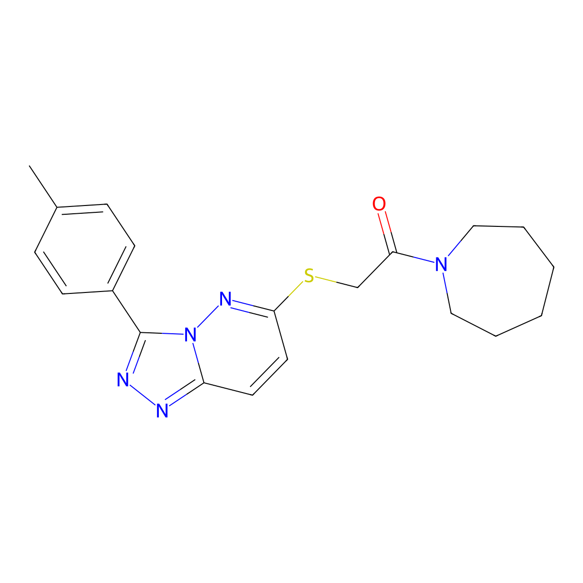 1-(Azepan-1-yl)-2-((3-(p-tolyl)-[1,2,4]triazolo[4,3-b]pyridazin-6-yl)thio)ethanone molecular structure, CAS 852375-32-7