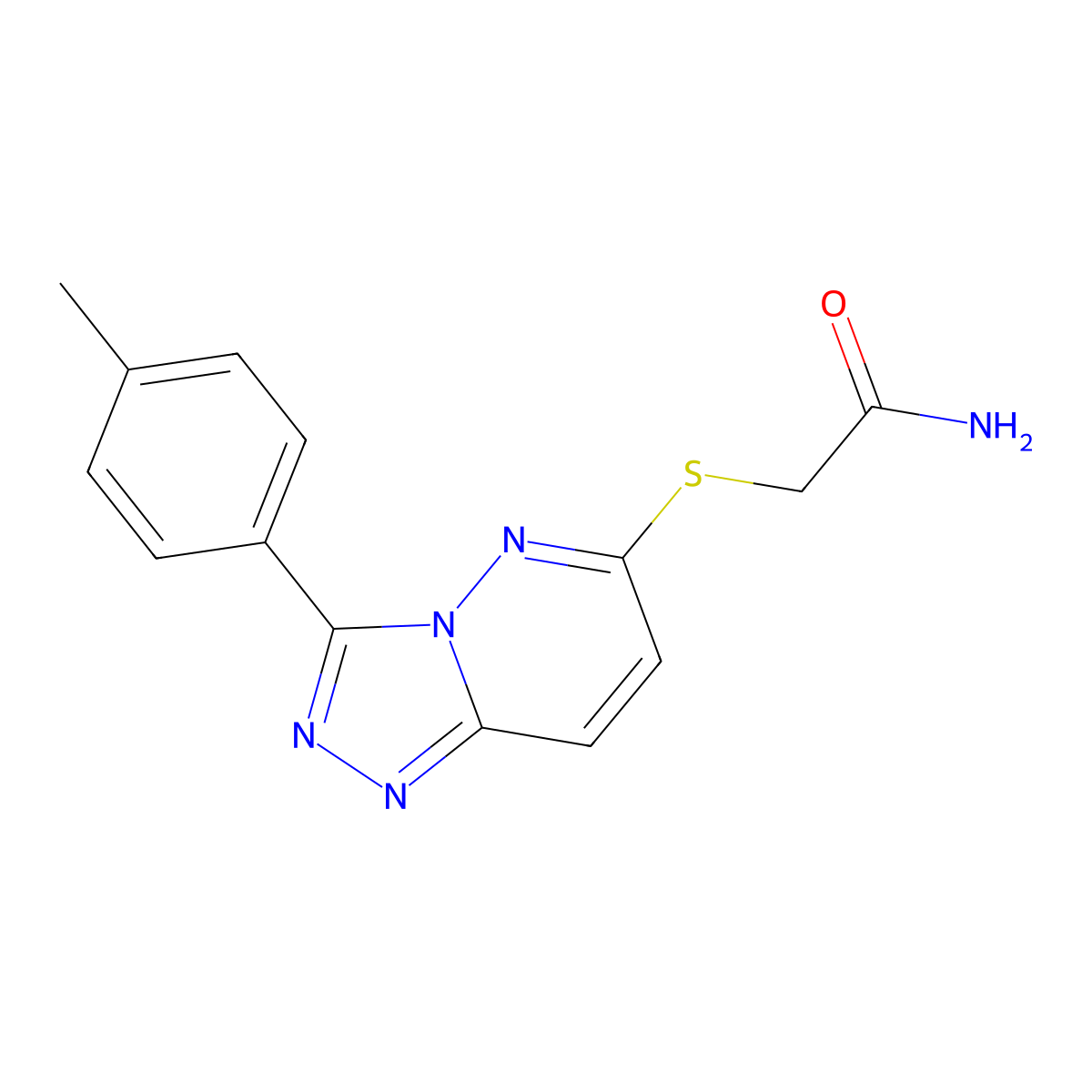 2-((3-(p-Tolyl)-[1,2,4]triazolo[4,3-b]pyridazin-6-yl)thio)acetamide molecular structure, CAS 852375-39-4