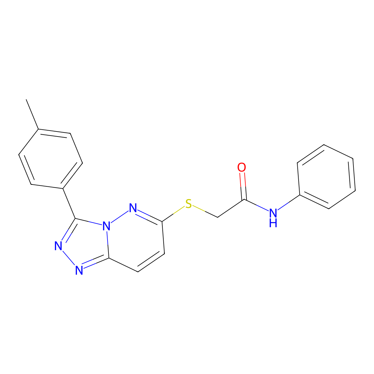 N-phenyl-2-((3-(p-tolyl)-[1,2,4]triazolo[4,3-b]pyridazin-6-yl)thio)acetamide molecular structure, CAS 852375-40-7