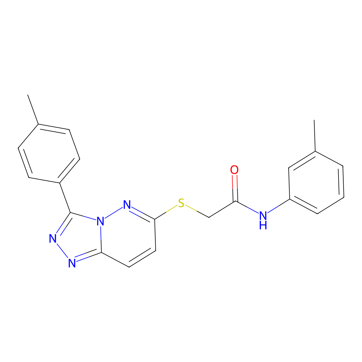 N-(m-tolyl)-2-((3-(p-tolyl)-[1,2,4]triazolo[4,3-b]pyridazin-6-yl)thio)acetamide molecular structure, CAS 852375-42-9