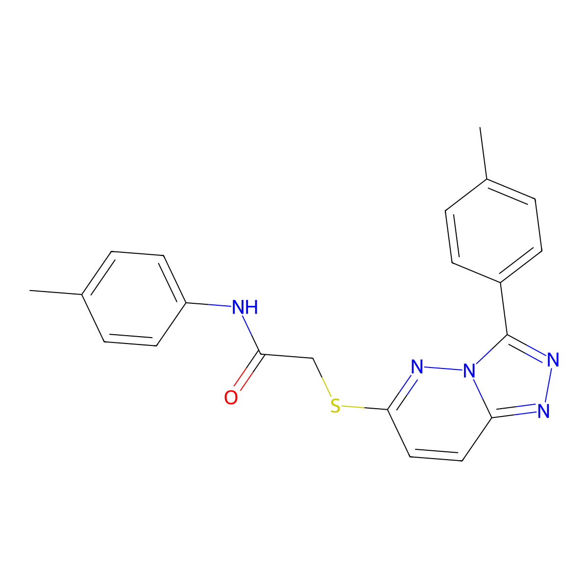 N-(p-tolyl)-2-((3-(p-tolyl)-[1,2,4]triazolo[4,3-b]pyridazin-6-yl)thio)acetamide molecular structure, CAS 852375-43-0
