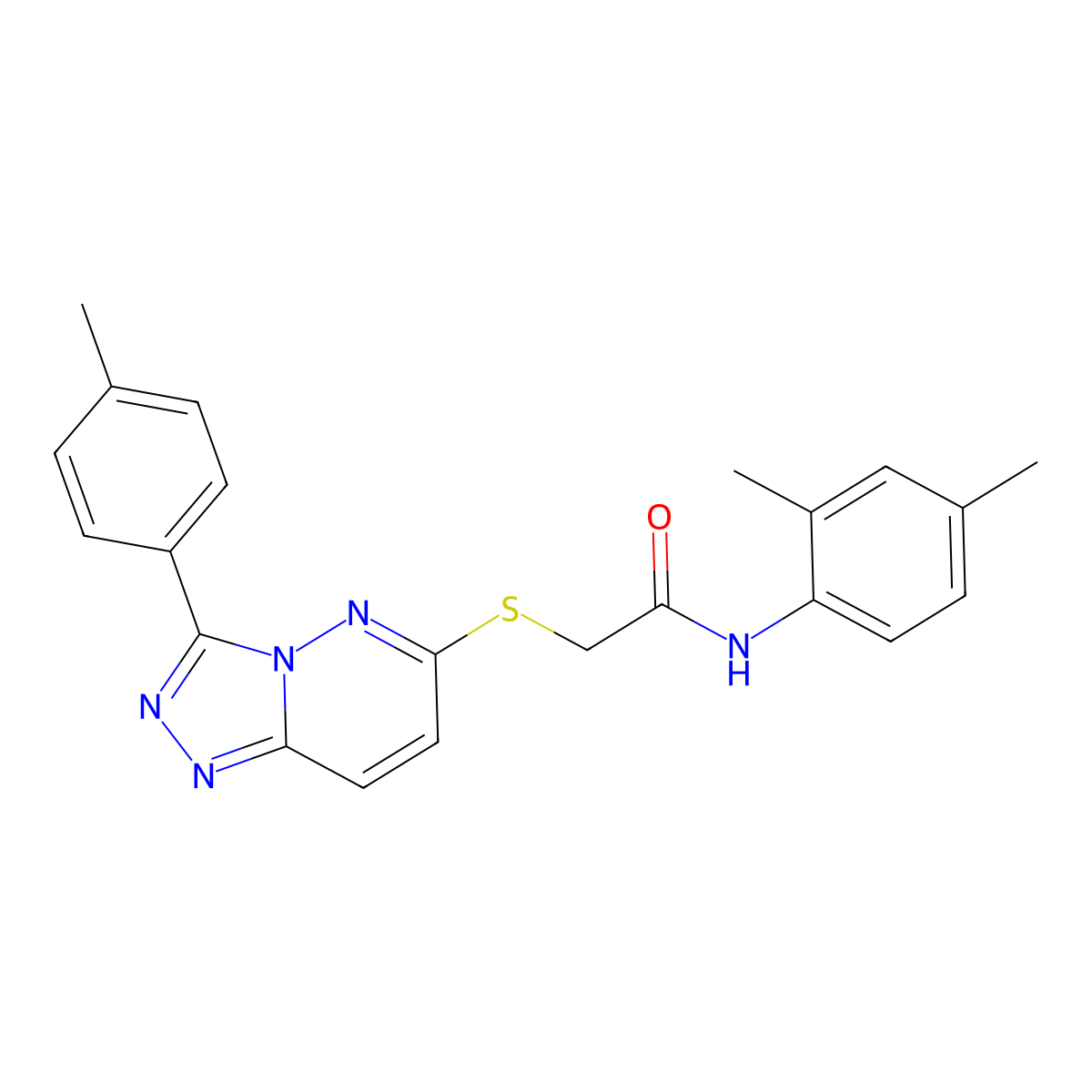 N-(2,4-dimethylphenyl)-2-((3-(p-tolyl)-[1,2,4]triazolo[4,3-b]pyridazin-6-yl)thio)acetamide molecular structure, CAS 852375-46-3