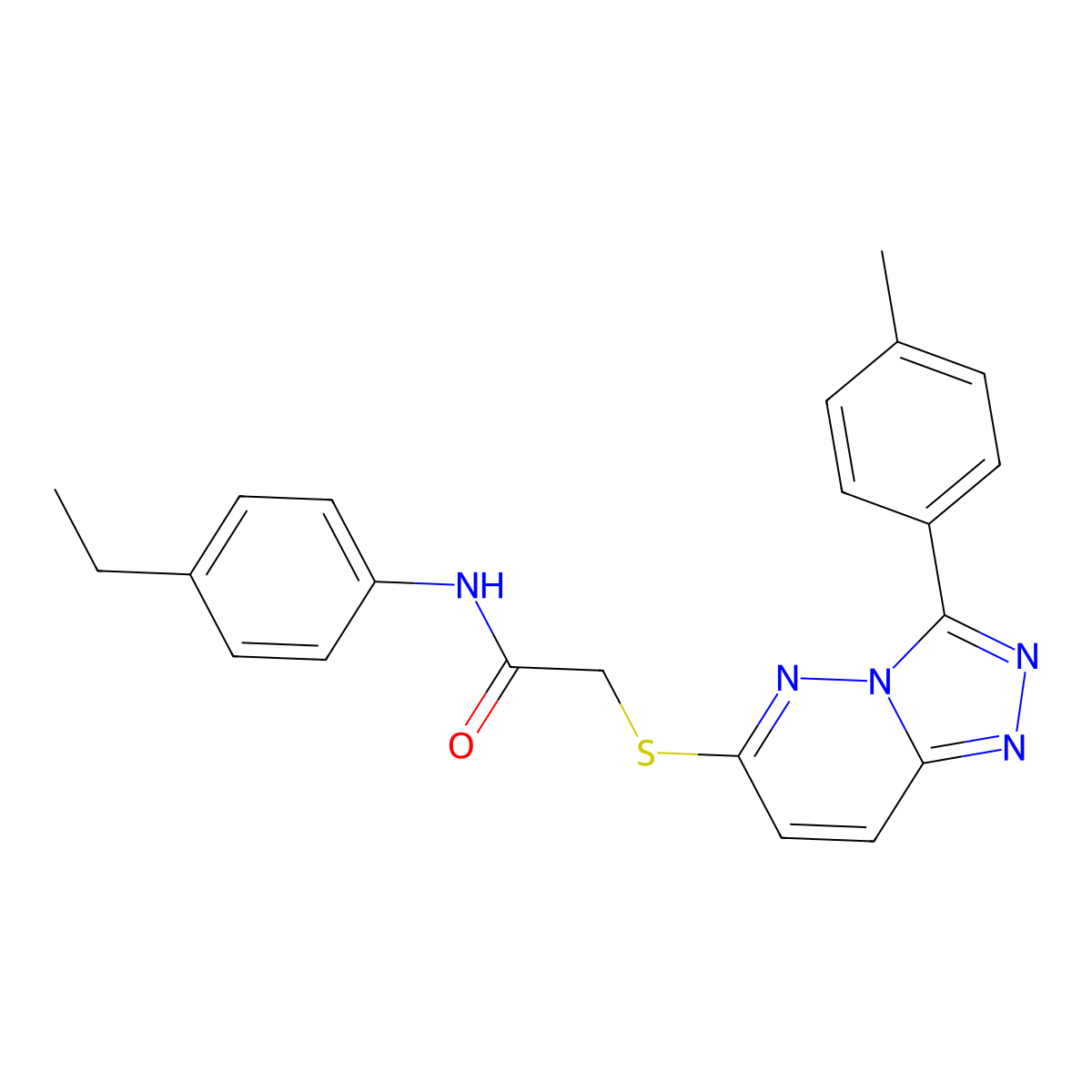N-(4-ethylphenyl)-2-((3-(p-tolyl)-[1,2,4]triazolo[4,3-b]pyridazin-6-yl)thio)acetamide molecular structure, CAS 852375-48-5