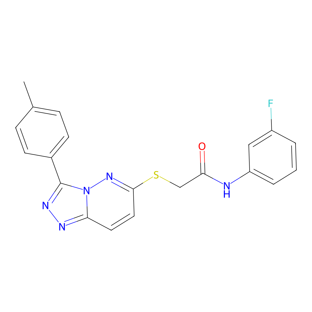 N-(3-fluorophenyl)-2-((3-(p-tolyl)-[1,2,4]triazolo[4,3-b]pyridazin-6-yl)thio)acetamide molecular structure, CAS 852375-50-9