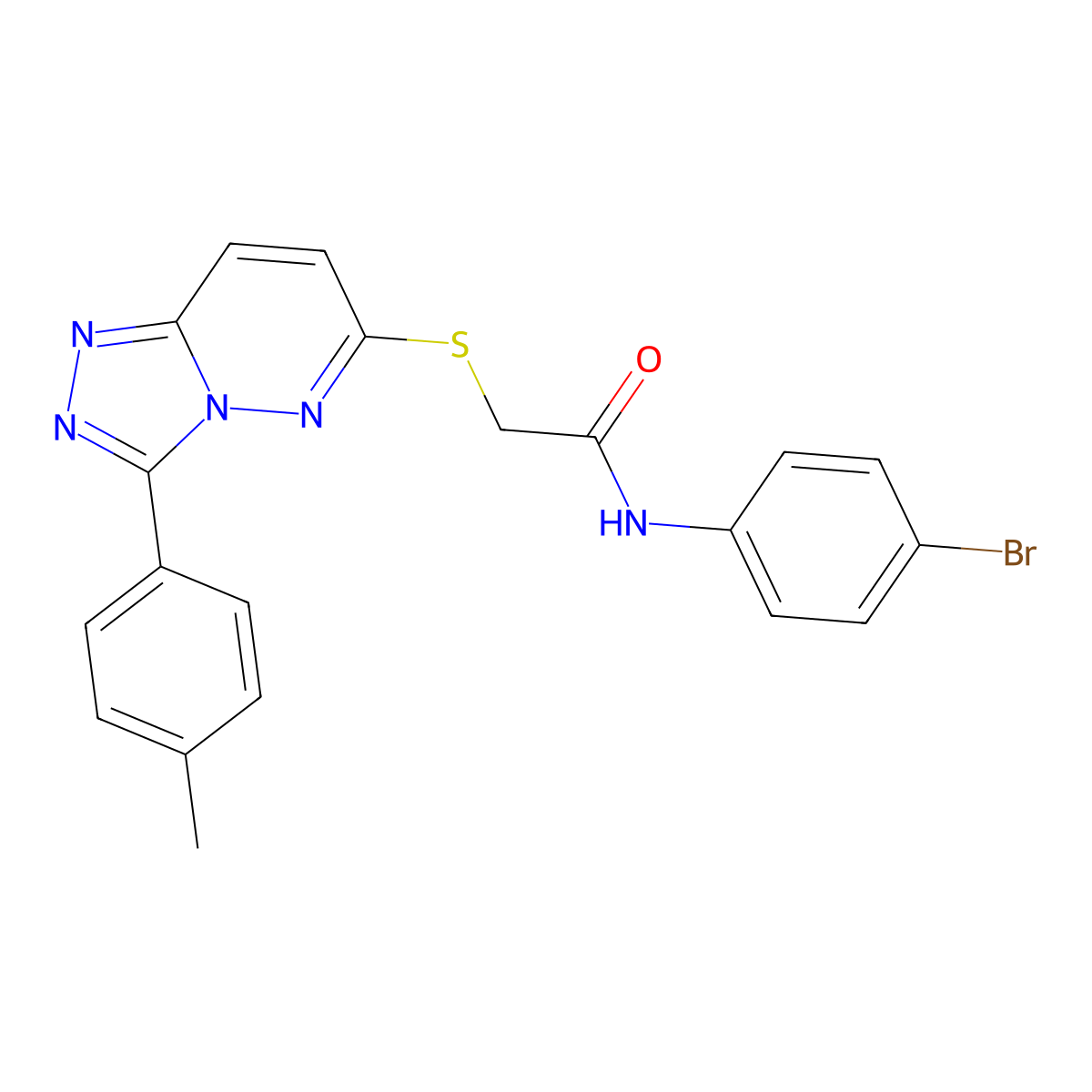 N-(4-bromophenyl)-2-((3-(p-tolyl)-[1,2,4]triazolo[4,3-b]pyridazin-6-yl)thio)acetamide molecular structure, CAS 852375-54-3