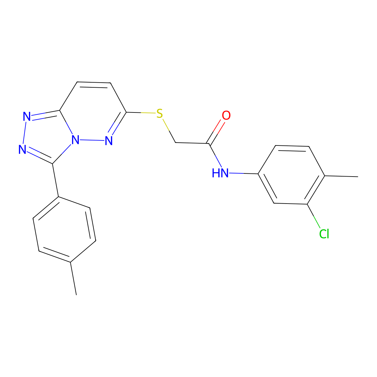 N-(3-chloro-4-methylphenyl)-2-((3-(p-tolyl)-[1,2,4]triazolo[4,3-b]pyridazin-6-yl)thio)acetamide molecular structure, CAS 852375-56-5