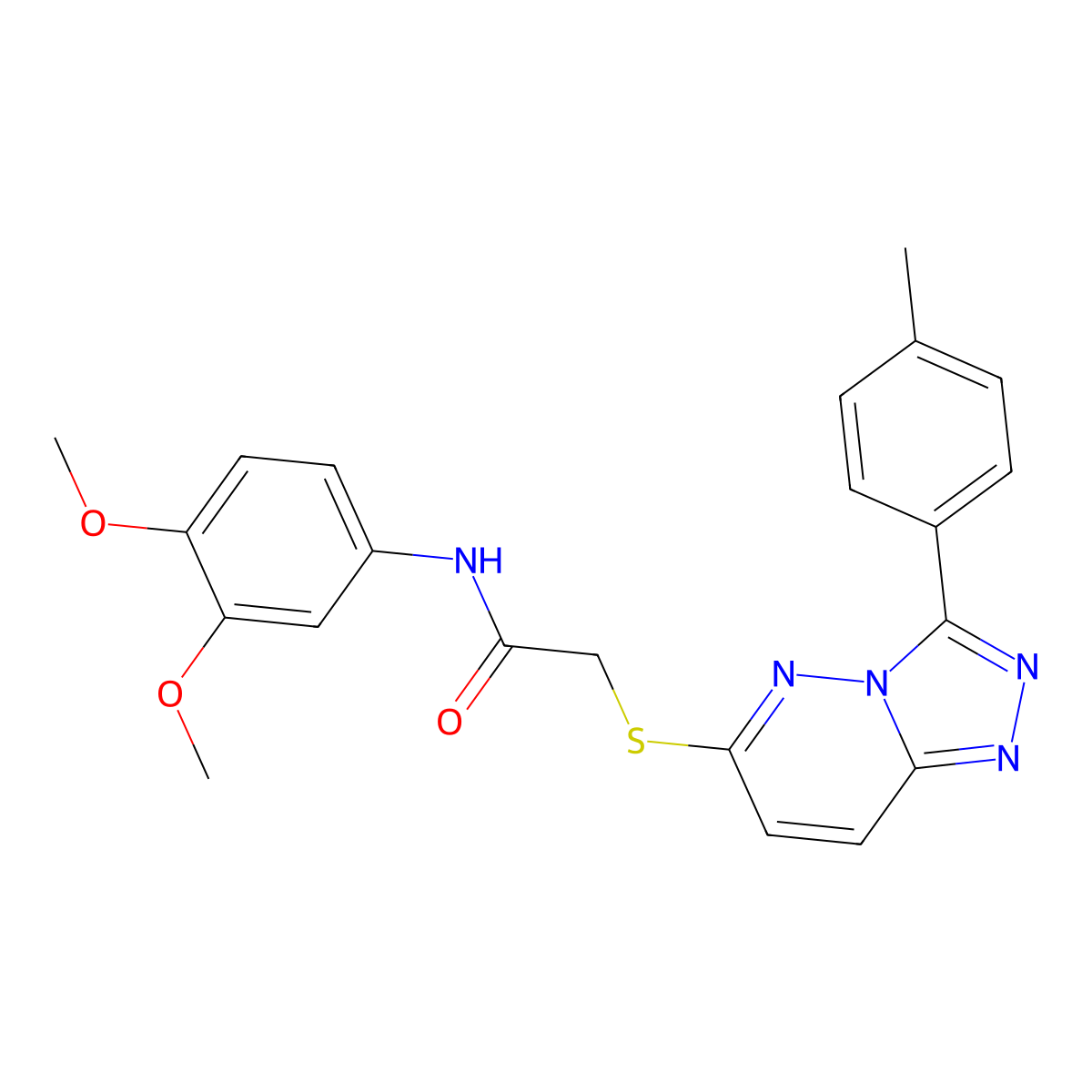 N-(3,4-dimethoxyphenyl)-2-((3-(p-tolyl)-[1,2,4]triazolo[4,3-b]pyridazin-6-yl)thio)acetamide molecular structure, CAS 852375-65-6