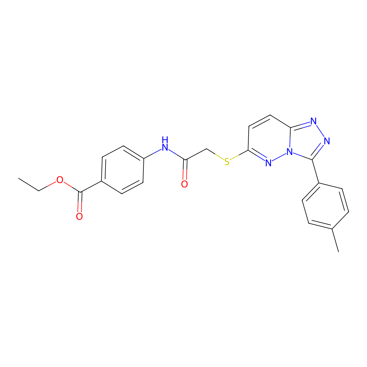 Ethyl 4-(2-((3-(p-tolyl)-[1,2,4]triazolo[4,3-b]pyridazin-6-yl)thio)acetamido)benzoate molecular structure, CAS 852375-71-4
