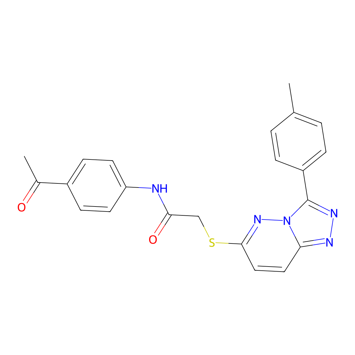 N-(4-acetylphenyl)-2-((3-(p-tolyl)-[1,2,4]triazolo[4,3-b]pyridazin-6-yl)thio)acetamide molecular structure, CAS 852375-73-6