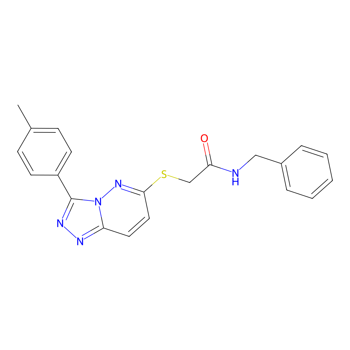 N-benzyl-2-((3-(p-tolyl)-[1,2,4]triazolo[4,3-b]pyridazin-6-yl)thio)acetamide molecular structure, CAS 852375-79-2