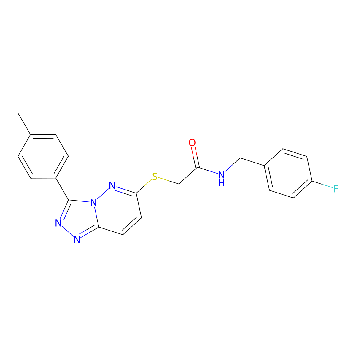 N-(4-fluorobenzyl)-2-((3-(p-tolyl)-[1,2,4]triazolo[4,3-b]pyridazin-6-yl)thio)acetamide molecular structure, CAS 852375-80-5