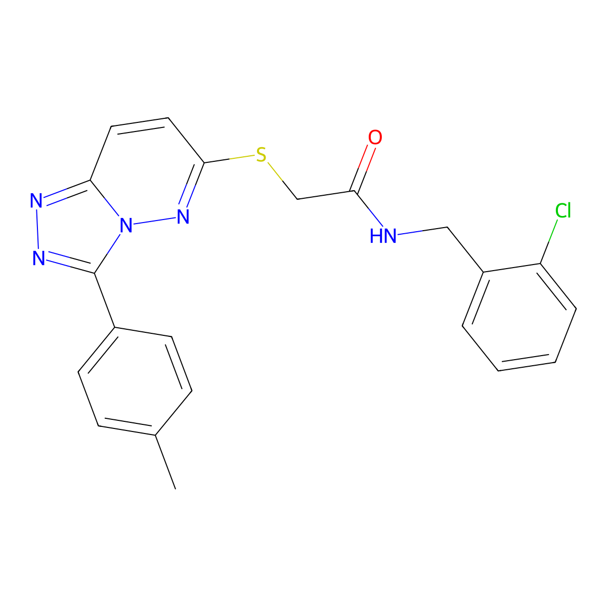 N-(2-chlorobenzyl)-2-((3-(p-tolyl)-[1,2,4]triazolo[4,3-b]pyridazin-6-yl)thio)acetamide molecular structure, CAS 852375-82-7