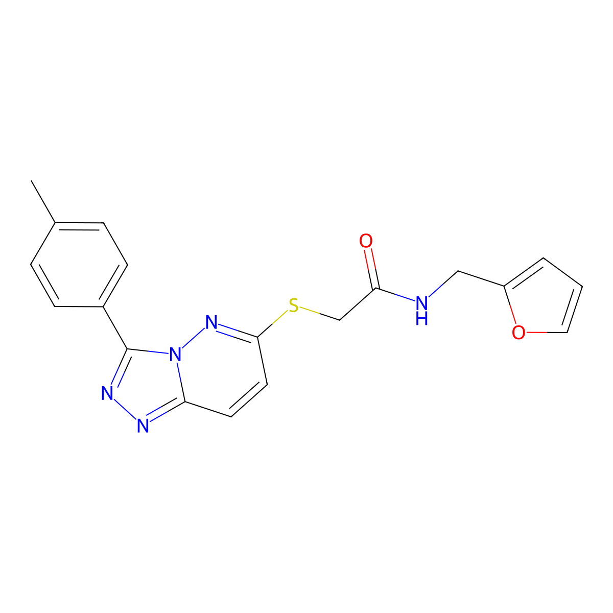 N-(2-furylmethyl)-2-{[3-(4-methylphenyl)[1,2,4]triazolo[4,3-b]pyridazin-6-yl]thio}acetamide molecular structure, CAS 852375-83-8