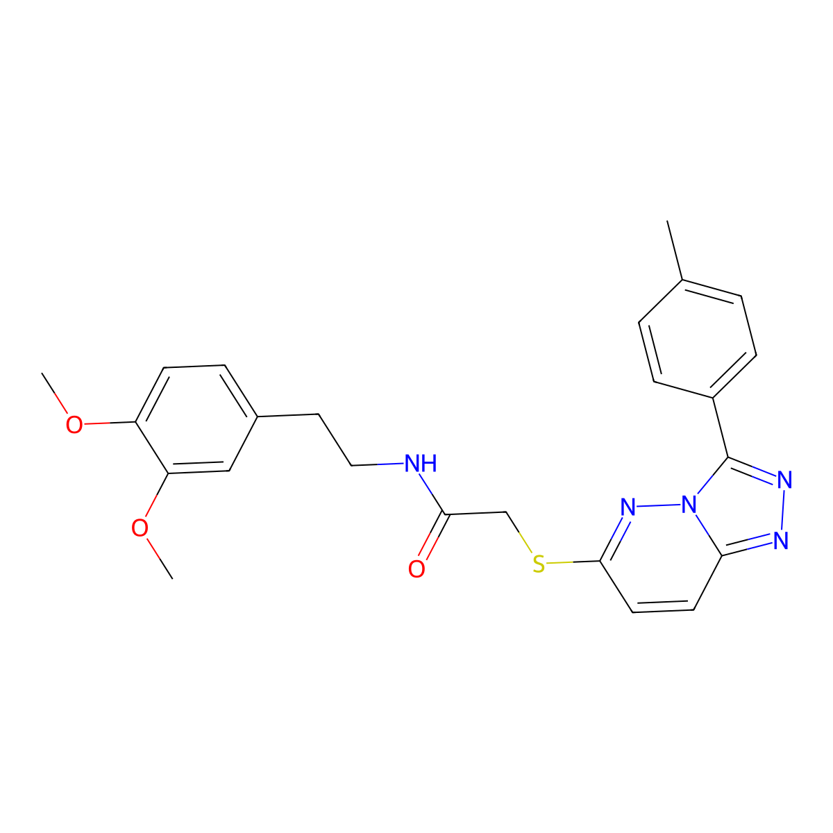 N-(3,4-dimethoxyphenethyl)-2-((3-(p-tolyl)-[1,2,4]triazolo[4,3-b]pyridazin-6-yl)thio)acetamide molecular structure, CAS 852375-86-1