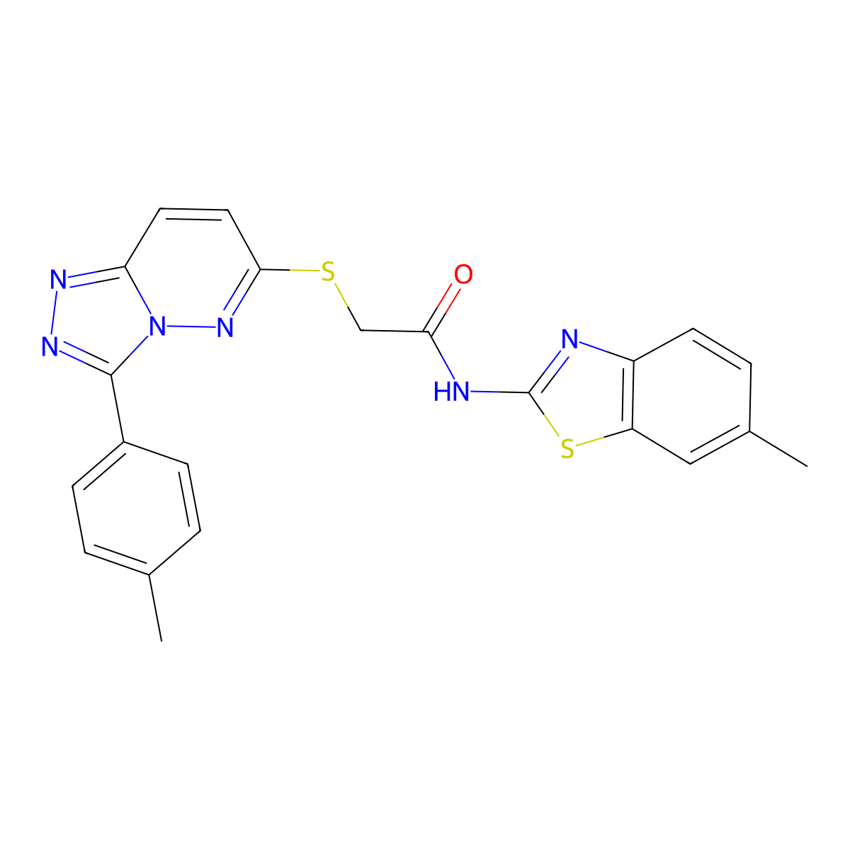 N-(6-methylbenzo[d]thiazol-2-yl)-2-((3-(p-tolyl)-[1,2,4]triazolo[4,3-b]pyridazin-6-yl)thio)acetamide molecular structure, CAS 852375-88-3