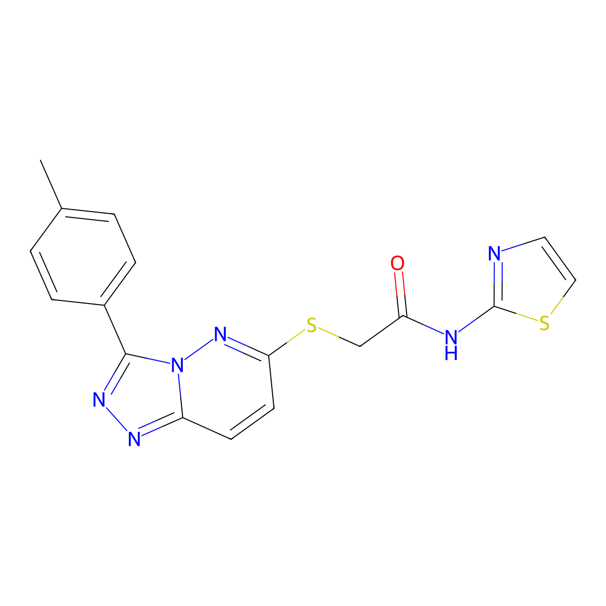 N-(thiazol-2-yl)-2-((3-(p-tolyl)-[1,2,4]triazolo[4,3-b]pyridazin-6-yl)thio)acetamide molecular structure, CAS 852375-89-4