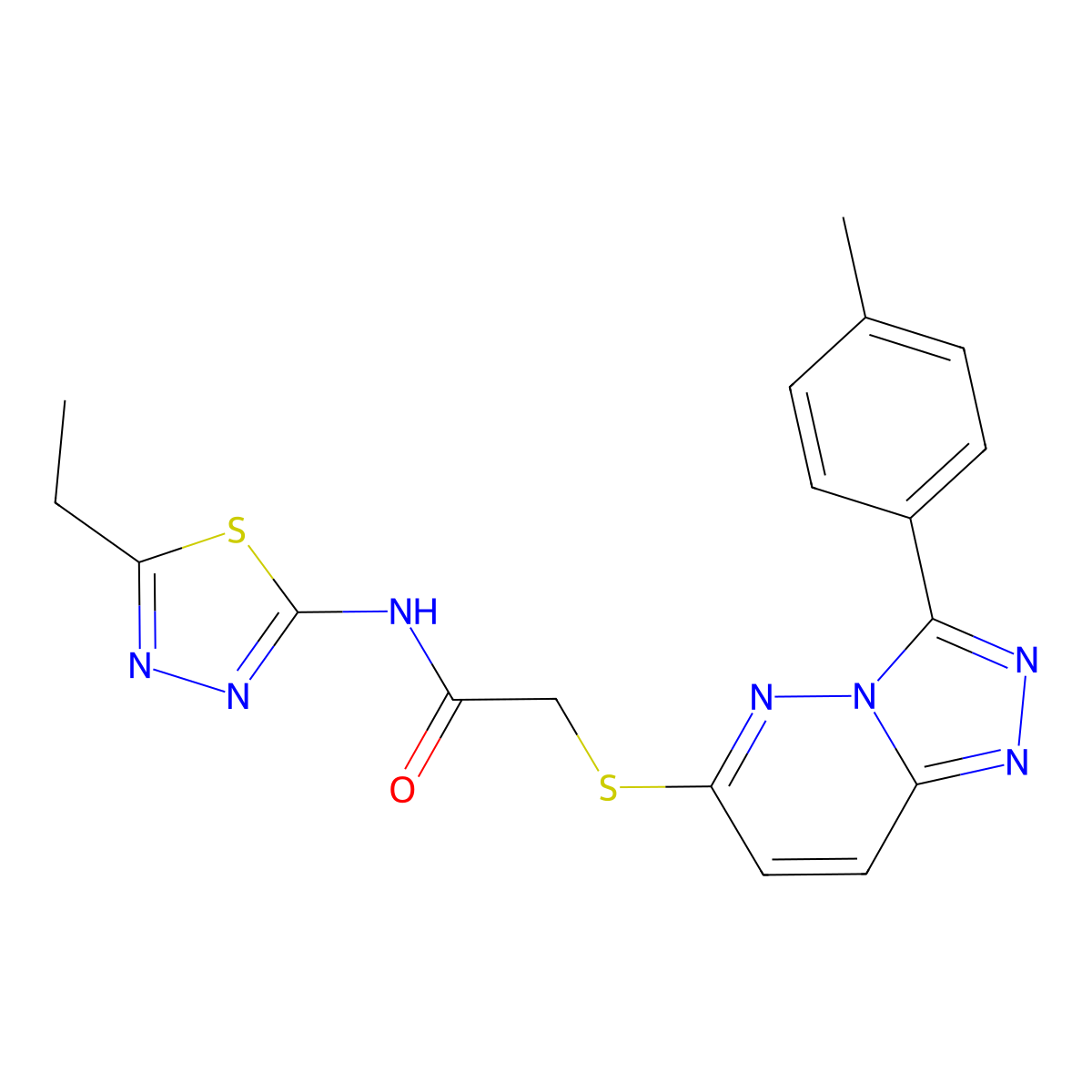 N-(5-Ethyl-1,3,4-thiadiazol-2-YL)-2-{[3-(4-methylphenyl)-[1,2,4]triazolo[4,3-B]pyridazin-6-YL]sulfanyl}acetamide molecular structure, CAS 852375-92-9