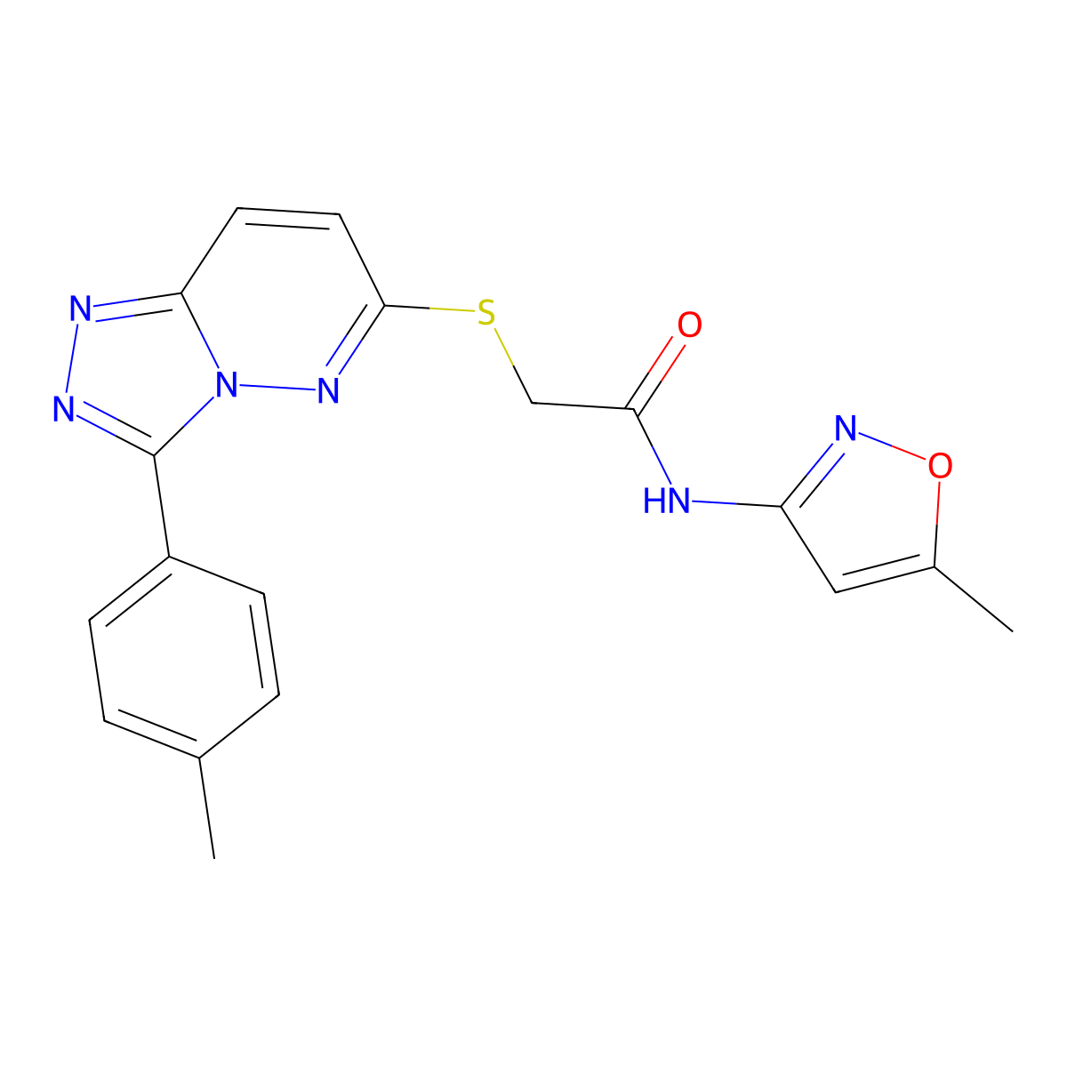 N-(5-methyl-1,2-oxazol-3-yl)-2-{[3-(4-methylphenyl)-[1,2,4]triazolo[4,3-b]pyridazin-6-yl]sulfanyl}acetamide molecular structure, CAS 852375-93-0