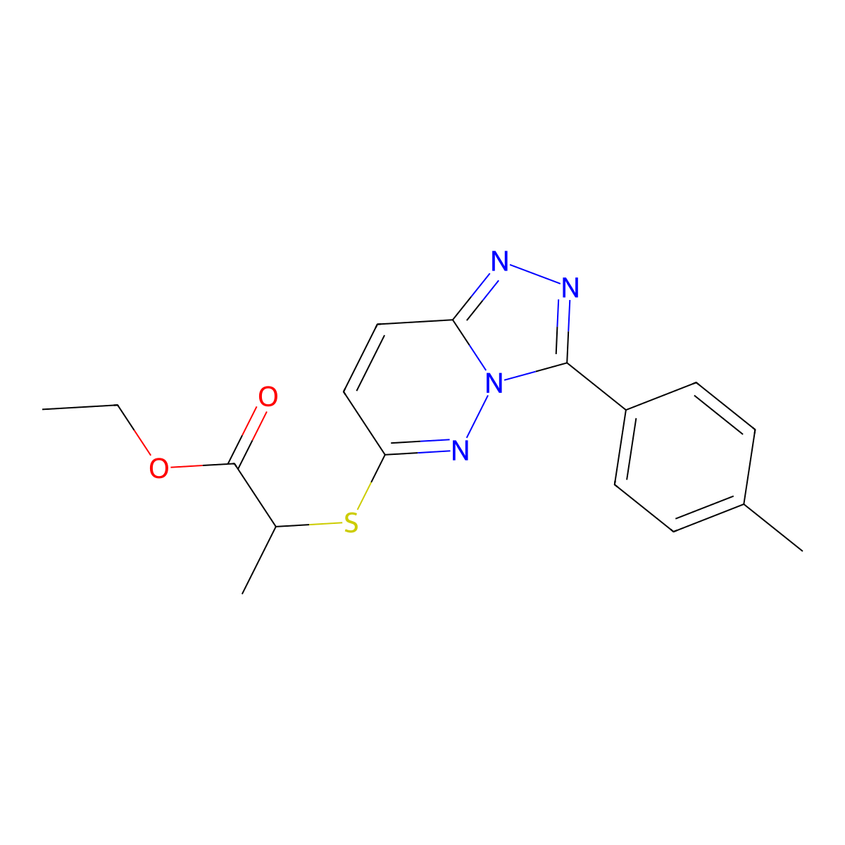 Ethyl 2-((3-(p-tolyl)-[1,2,4]triazolo[4,3-b]pyridazin-6-yl)thio)propanoate molecular structure, CAS 852375-99-6