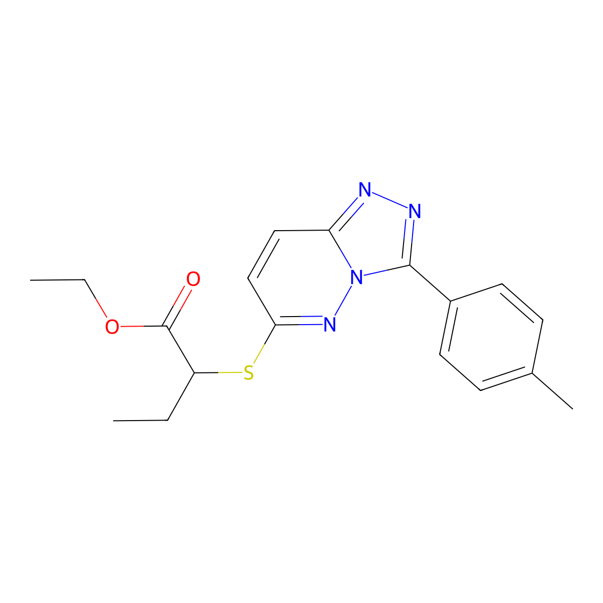 Ethyl 2-((3-(p-tolyl)-[1,2,4]triazolo[4,3-b]pyridazin-6-yl)thio)butanoate molecular structure, CAS 852376-00-2