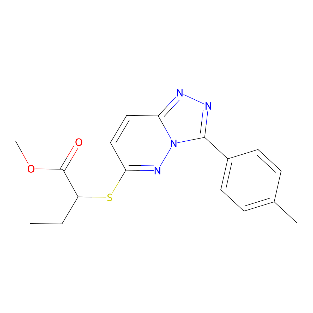 Methyl 2-((3-(p-tolyl)-[1,2,4]triazolo[4,3-b]pyridazin-6-yl)thio)butanoate molecular structure, CAS 852376-01-3