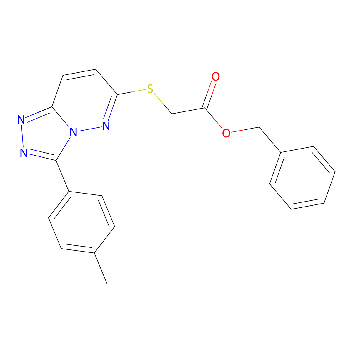 Benzyl 2-((3-(p-tolyl)-[1,2,4]triazolo[4,3-b]pyridazin-6-yl)thio)acetate molecular structure, CAS 852376-03-5