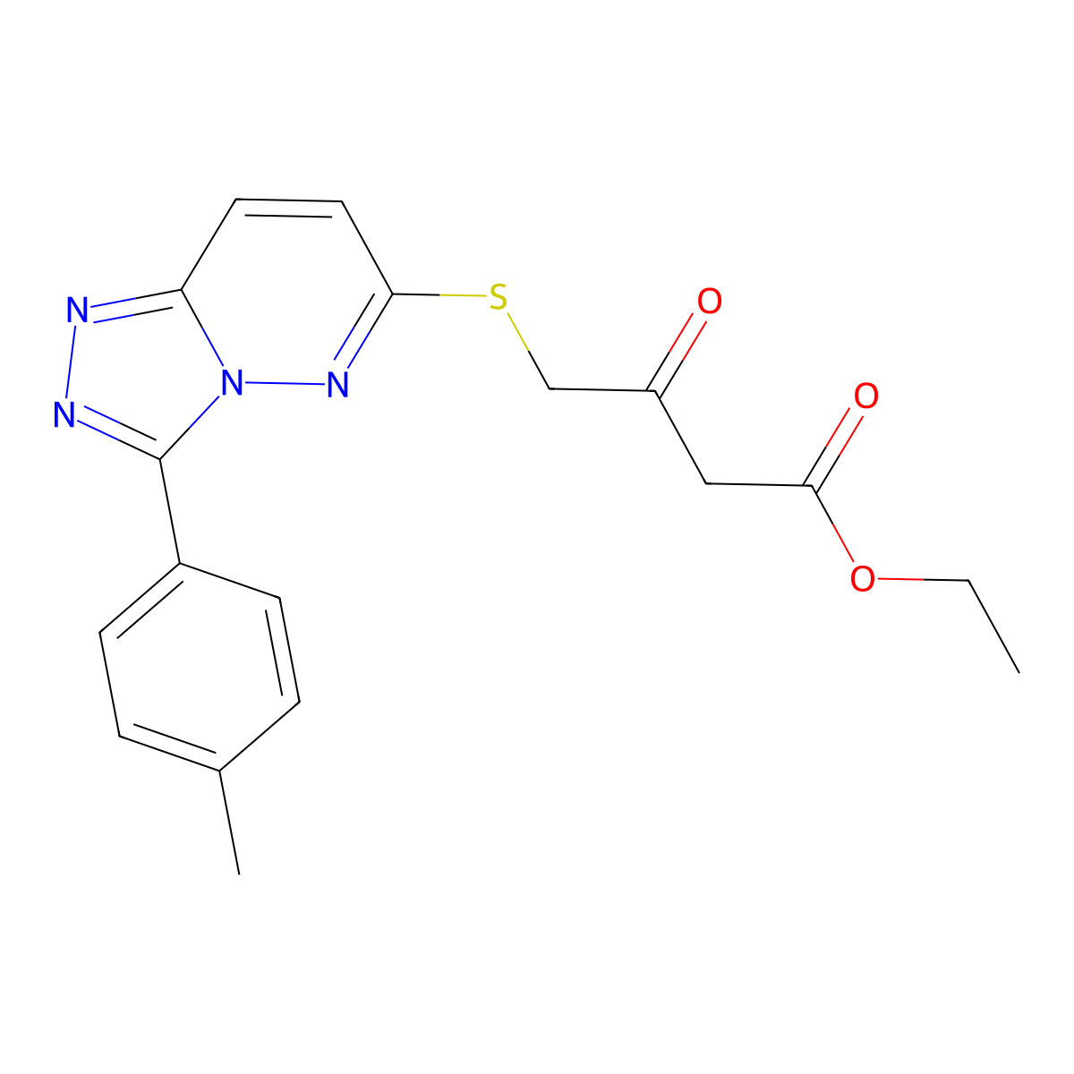 Ethyl 4-{[3-(4-methylphenyl)[1,2,4]triazolo[4,3-b]pyridazin-6-yl]thio}-3-oxobutanoate molecular structure, CAS 852376-09-1