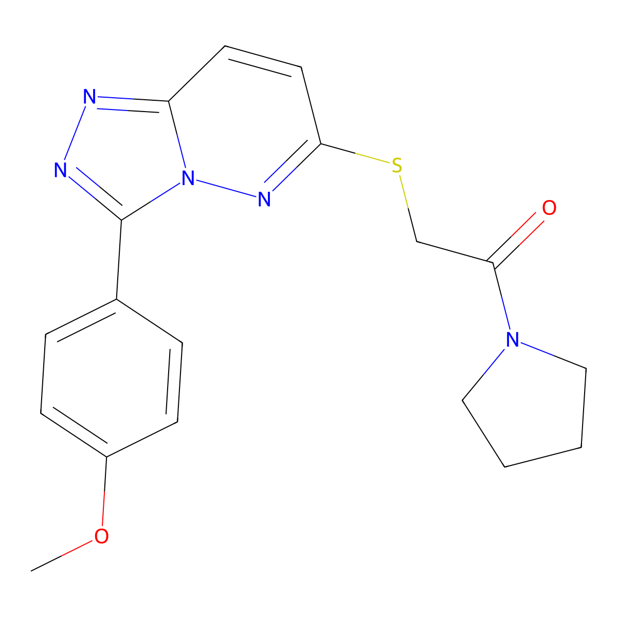2-((3-(4-Methoxyphenyl)-[1,2,4]triazolo[4,3-b]pyridazin-6-yl)thio)-1-(pyrrolidin-1-yl)ethanone molecular structure, CAS 852376-14-8