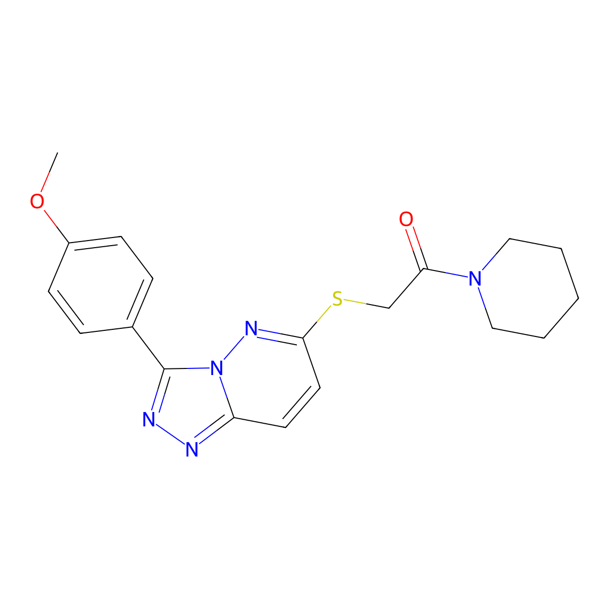 2-((3-(4-Methoxyphenyl)-[1,2,4]triazolo[4,3-b]pyridazin-6-yl)thio)-1-(piperidin-1-yl)ethanone molecular structure, CAS 852376-15-9