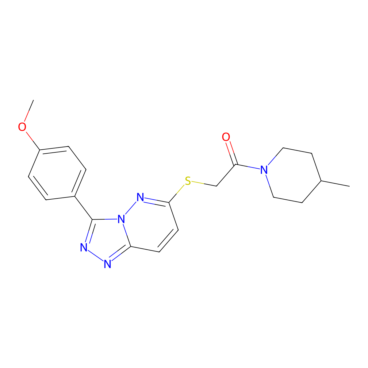 2-((3-(4-Methoxyphenyl)-[1,2,4]triazolo[4,3-b]pyridazin-6-yl)thio)-1-(4-methylpiperidin-1-yl)ethanone molecular structure, CAS 852376-18-2