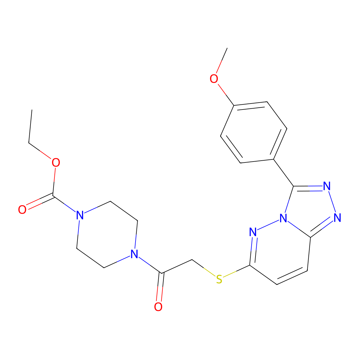 Ethyl 4-(2-((3-(4-methoxyphenyl)-[1,2,4]triazolo[4,3-b]pyridazin-6-yl)thio)acetyl)piperazine-1-carboxylate molecular structure, CAS 852376-20-6