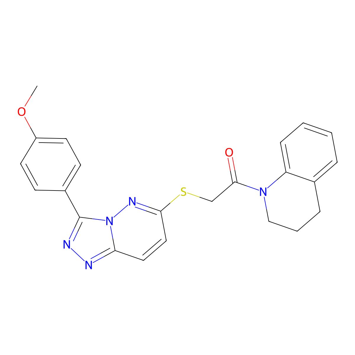 1-(3,4-dihydroquinolin-1(2H)-yl)-2-((3-(4-methoxyphenyl)-[1,2,4]triazolo[4,3-b]pyridazin-6-yl)thio)ethanone molecular structure, CAS 852376-21-7
