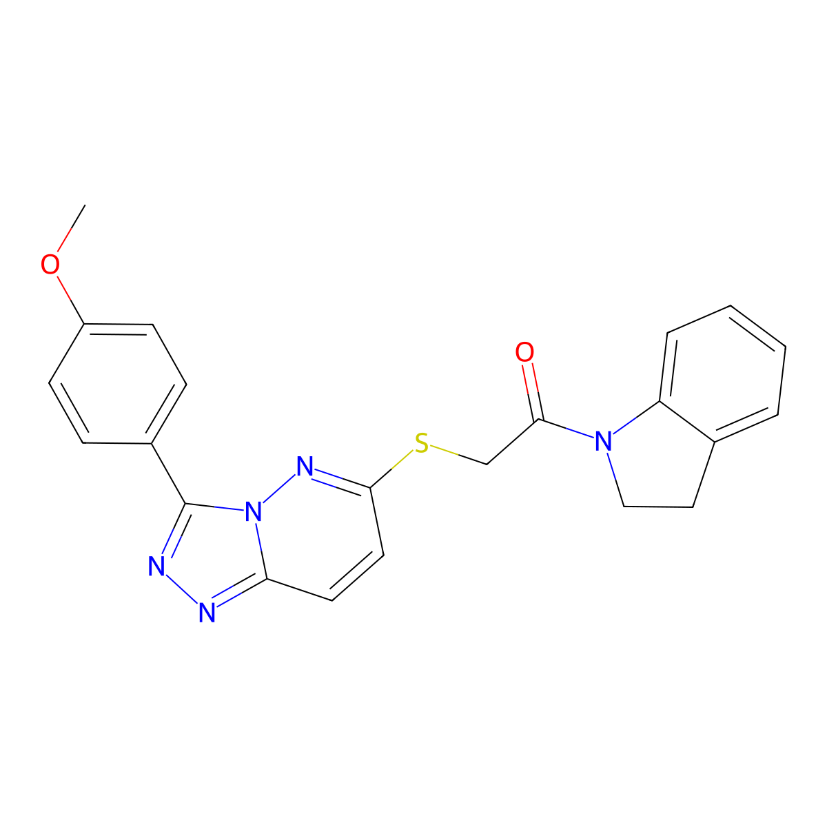 1-(Indolin-1-yl)-2-((3-(4-methoxyphenyl)-[1,2,4]triazolo[4,3-b]pyridazin-6-yl)thio)ethanone molecular structure, CAS 852376-22-8