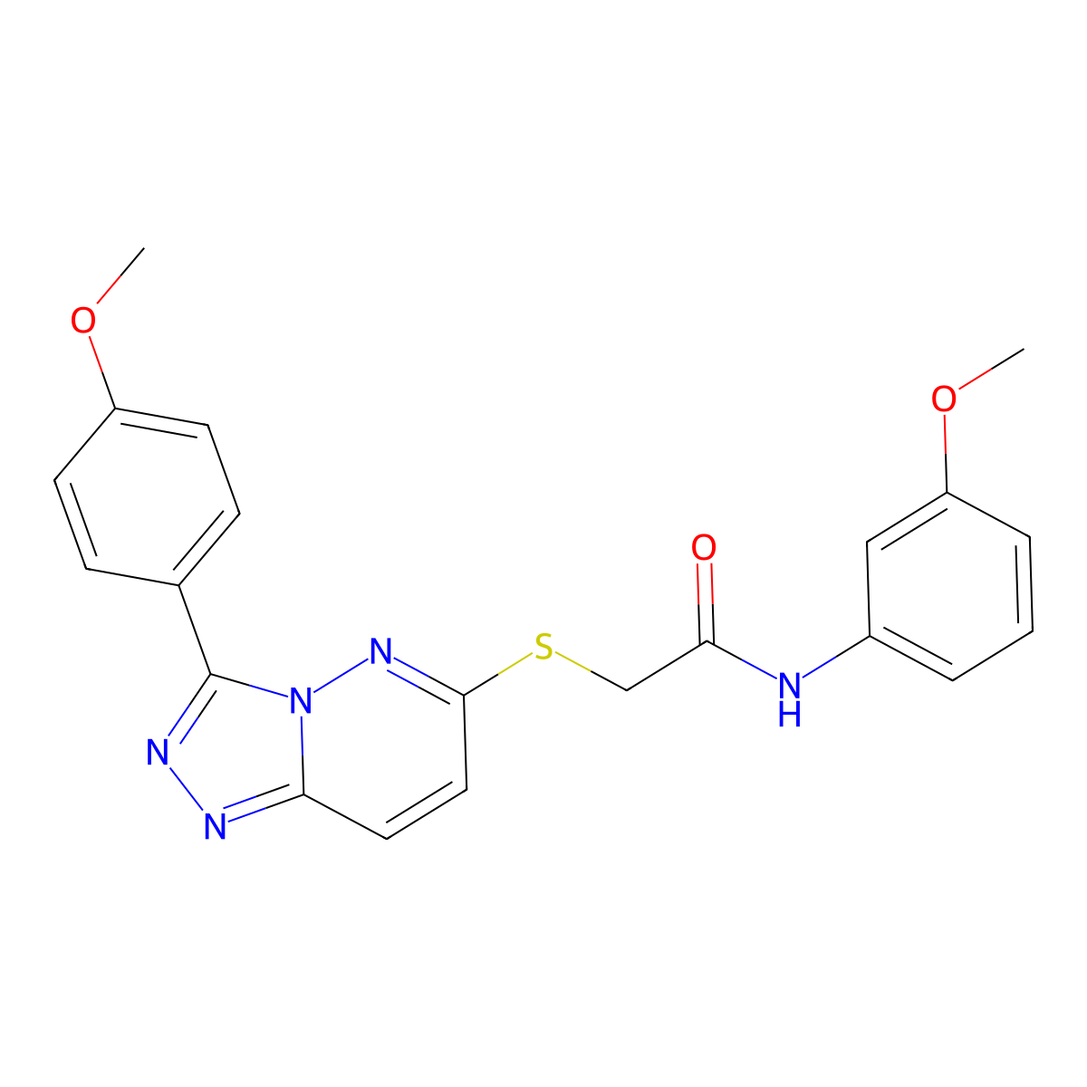 N-(3-methoxyphenyl)-2-((3-(4-methoxyphenyl)-[1,2,4]triazolo[4,3-b]pyridazin-6-yl)thio)acetamide molecular structure, CAS 852376-42-2